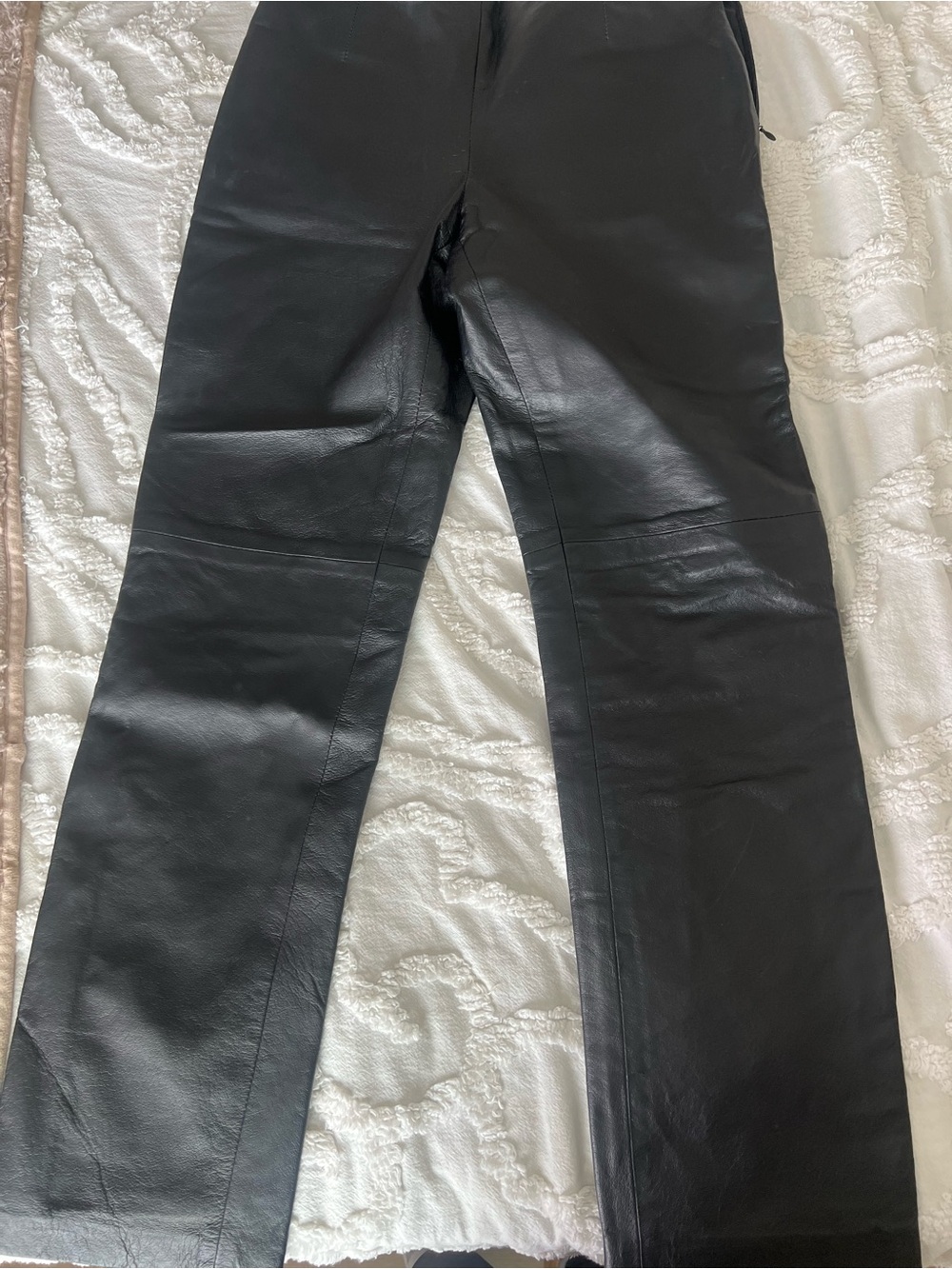 Clio Black Straight-Leg Leather Jeans